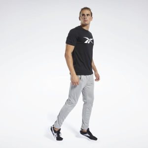 Koszulki Męskie Reebok Workout Ready Czarne PL 68MYCWO